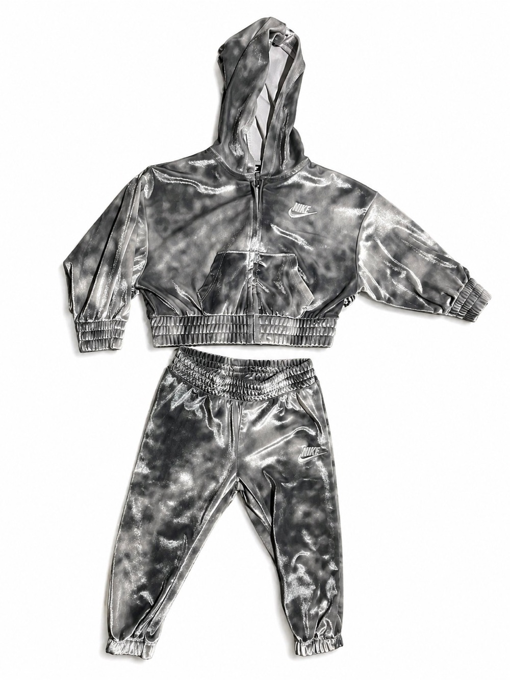 Nike Grey Velour Hoodie & Joggers Set - Picture 2 of 6